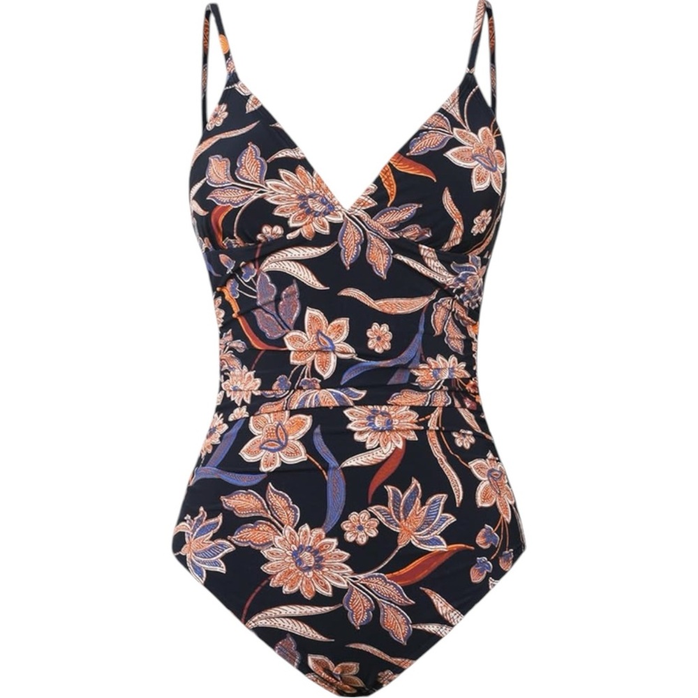 Cupshe Floral One Piece Swimsuit - Black and Orange - Picture 4 of 10